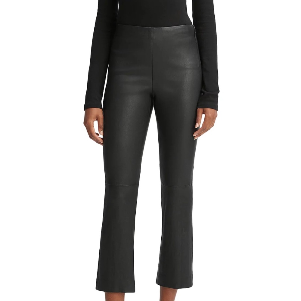 Vince Black Leather Pants. Pull on. Cropped. Size XS